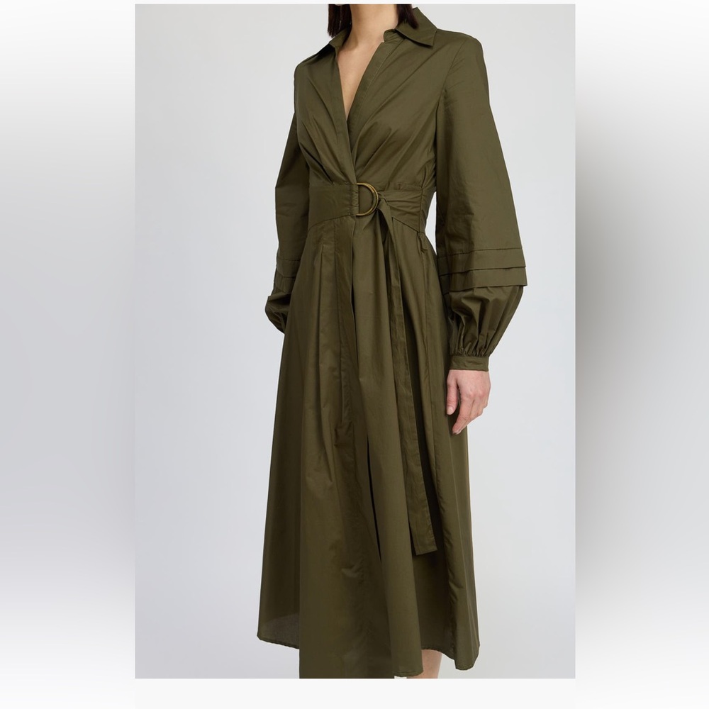 En Saison Olive D-Ring Wrap Maxi Dress with Statement Sleeves - Picture 3 of 3